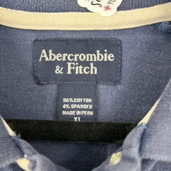 Vintage 90s‎ Abercrombie & Fitch Men's Short Sleeve Polo Shirt Navy Blue Size XL - Picture 7 of 9